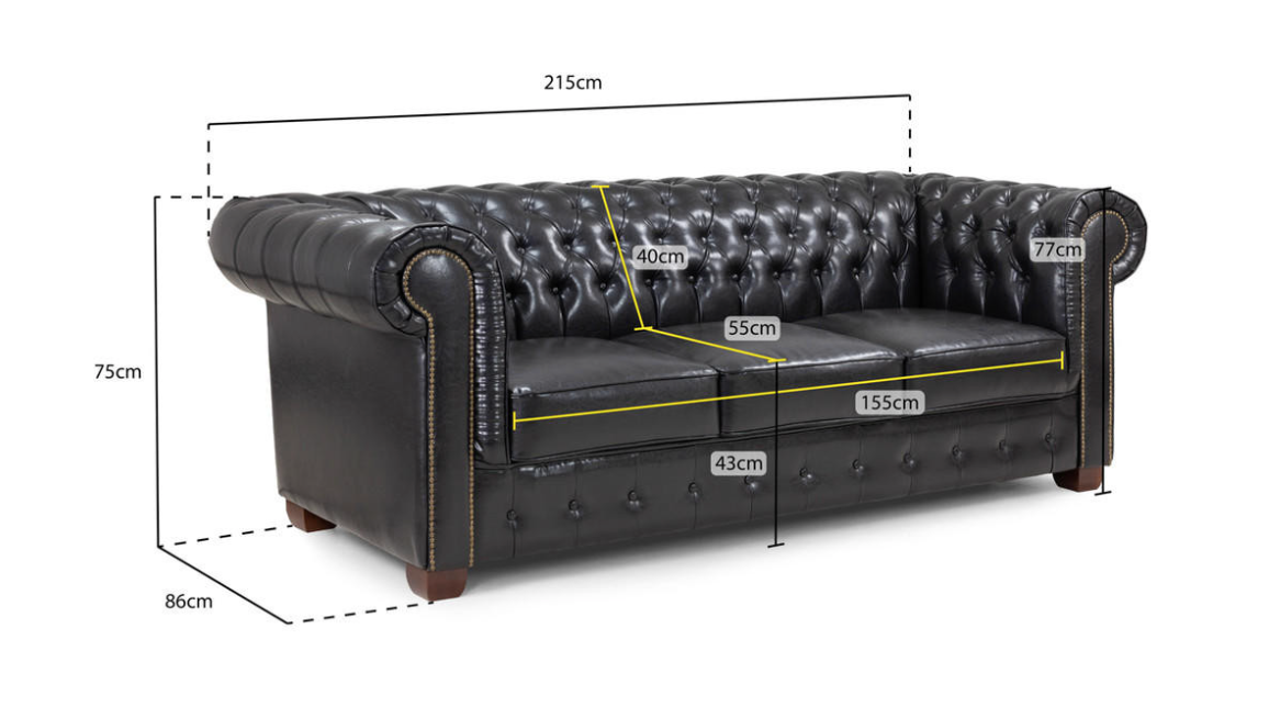 Leather Chesterfield Sofa 3 Seater
