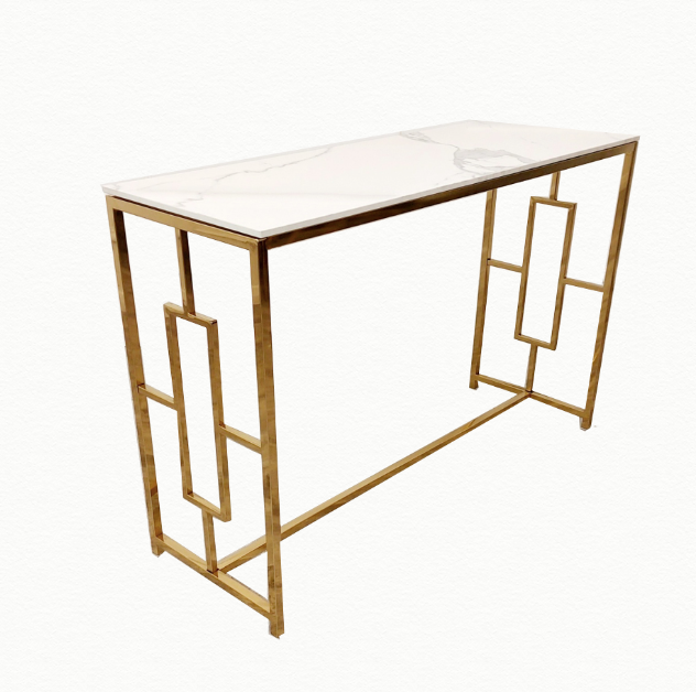 Filo Gold Console Table with Polar White Sintered Top