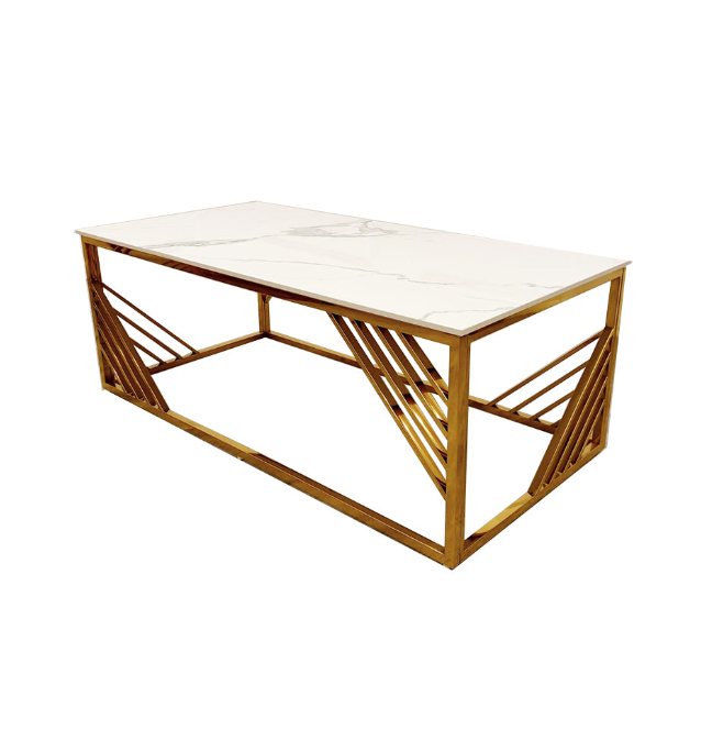 Zure Gold Coffee Table with Polar White Sintered Top