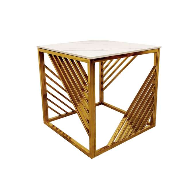 Zure Gold Lamp Table with Polar White Sintered Top