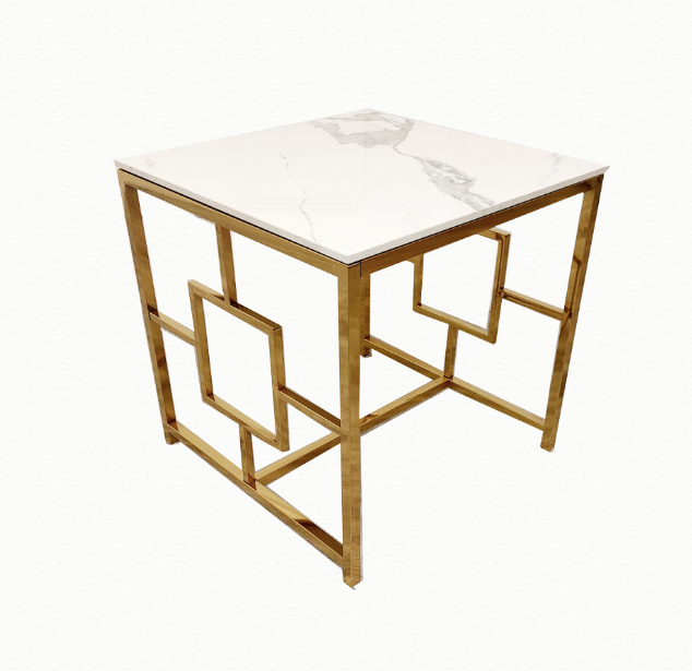 Filo Gold Lamp Table with Polar White Sintered Top