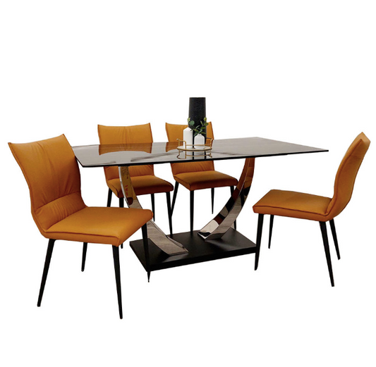Denus Dining Table with 4 Lora Chairs