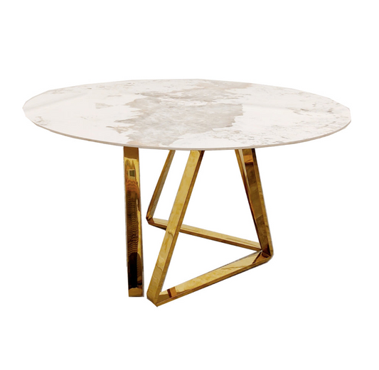 Round Dining Table - Gold Base