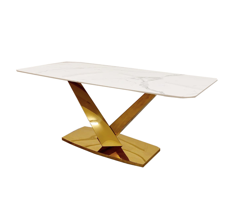 Polar White Dining Table - Gold Base