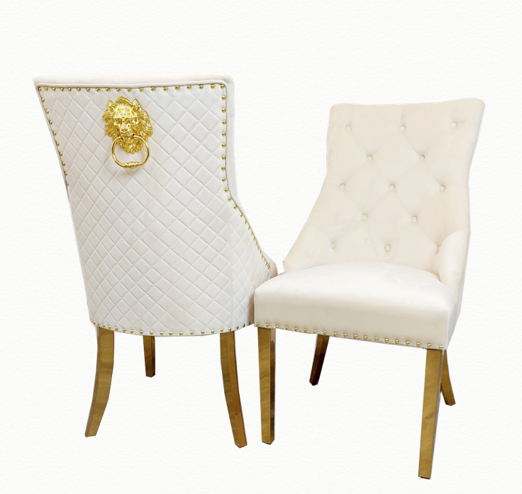 Dining Chair (Singular)- Lion Knocker Gold (3 Colours)