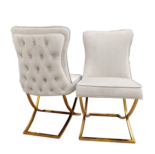 Button Back Dining Chair (Singular) - Gold