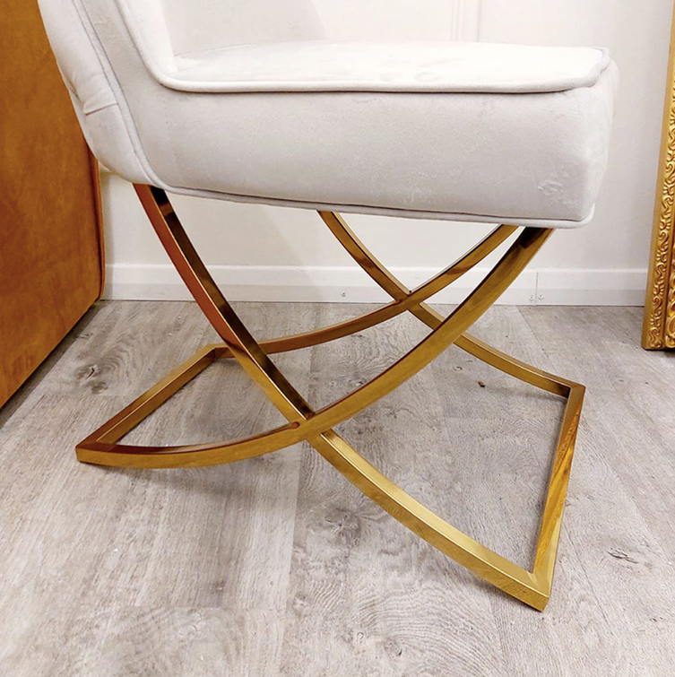 Button Back Dining Chair (Singular) - Gold